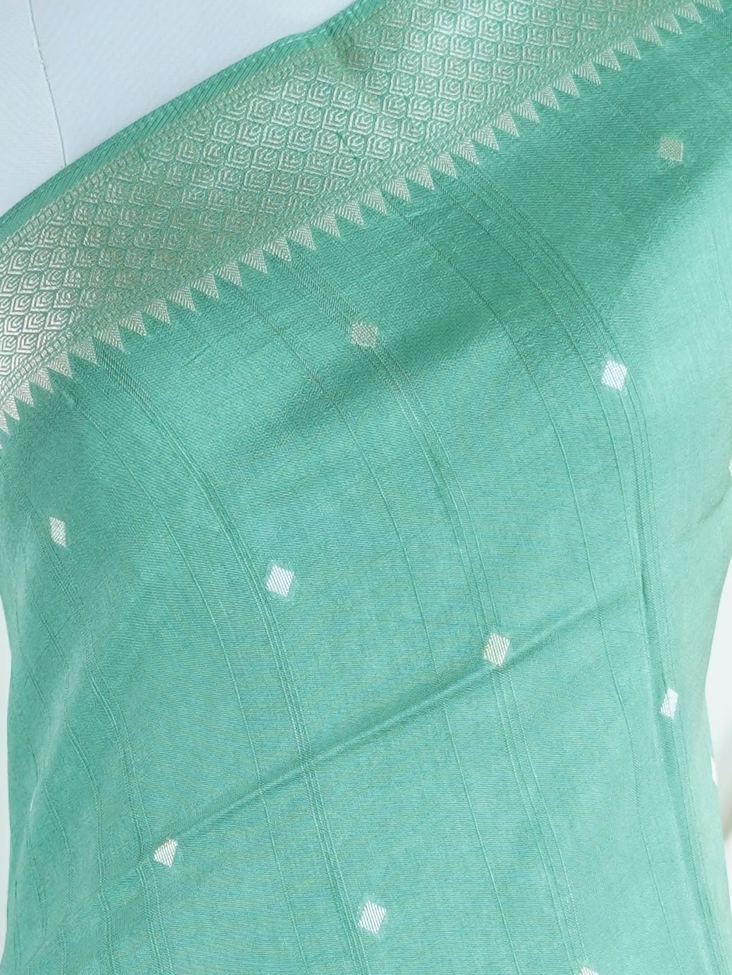 Georgette Sea Green Tussar Georgette - Manoranjitham Weaves - Handloom Store