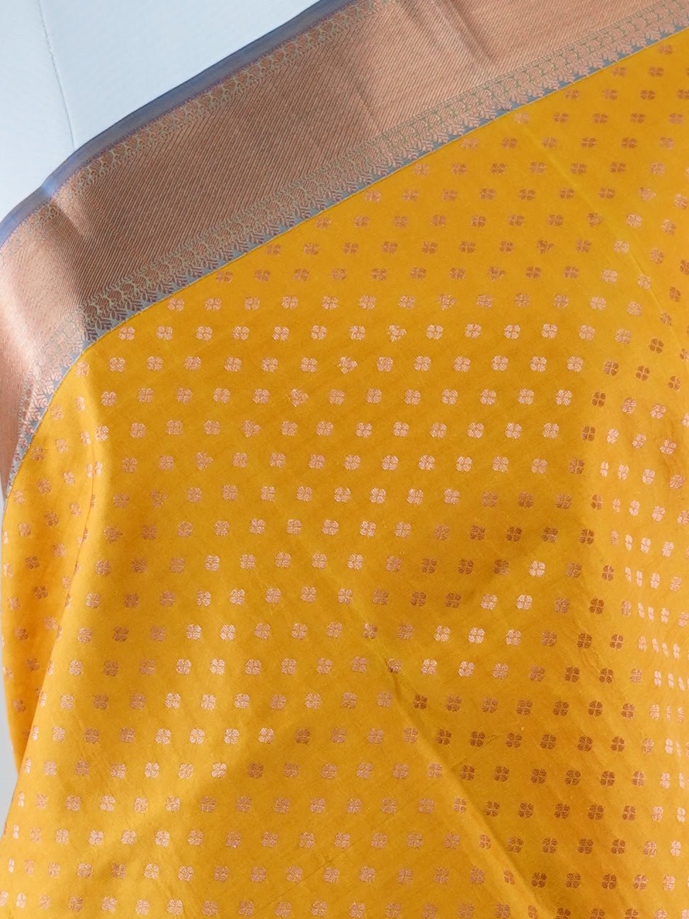 Kanchipuram Silk Yellow 100% Pure Silk - Manoranjitham Weaves - Handloom Store