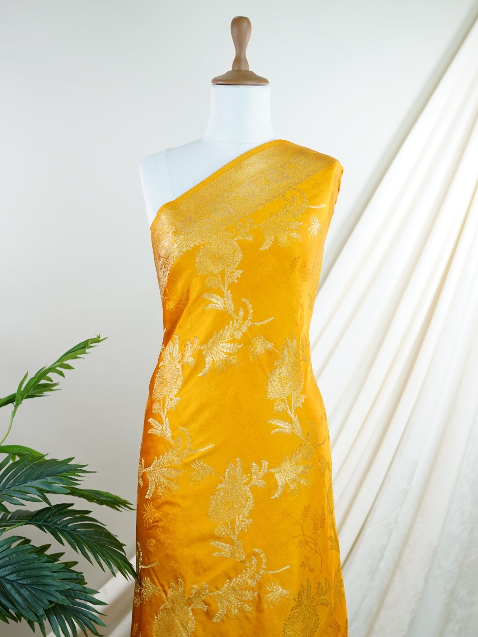 Mushru Mustard Semi Mushru - Manoranjitham Weaves - Handloom Store