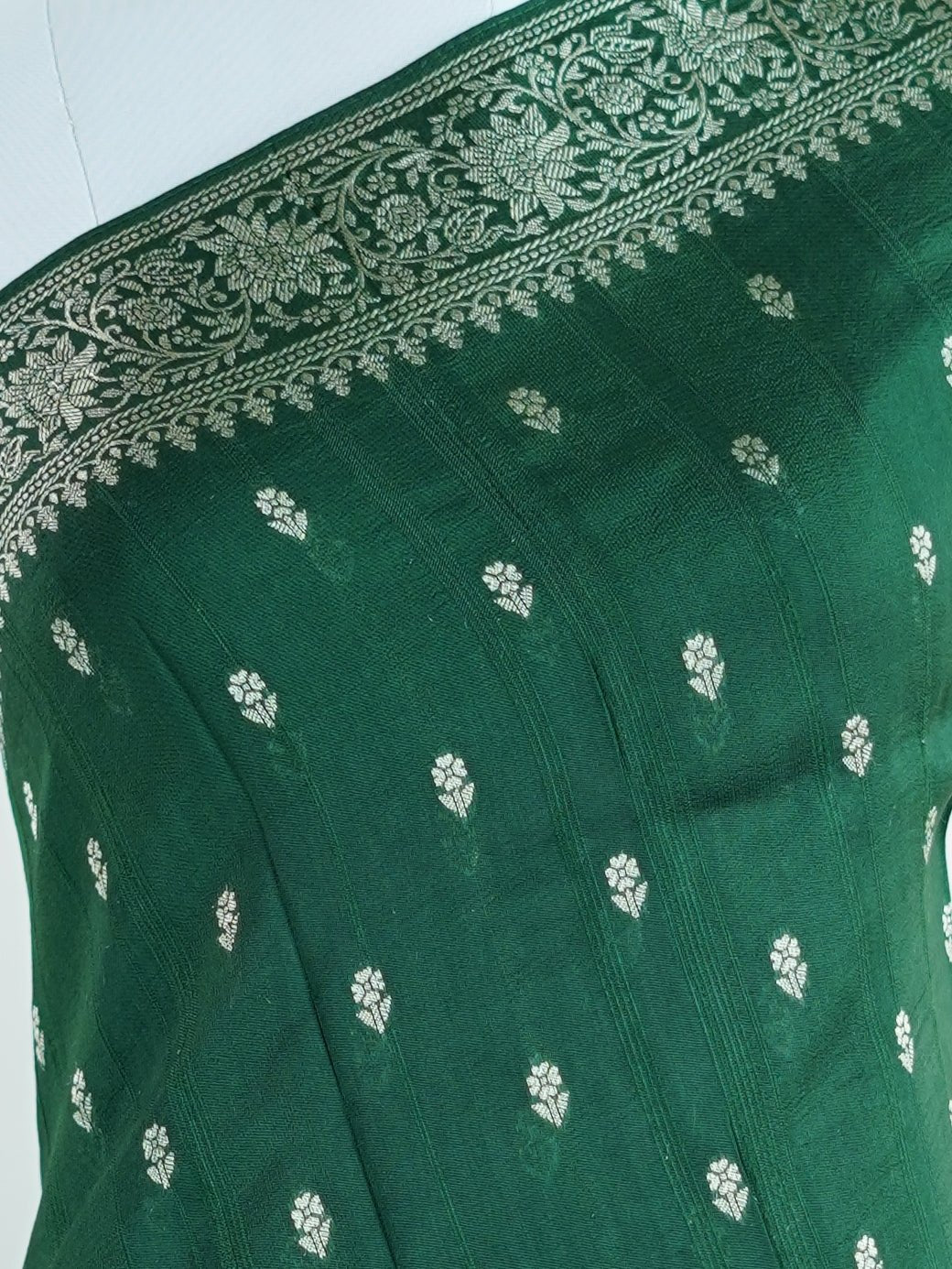 Georgette Green Tussar Georgette - Manoranjitham Weaves - Handloom Store