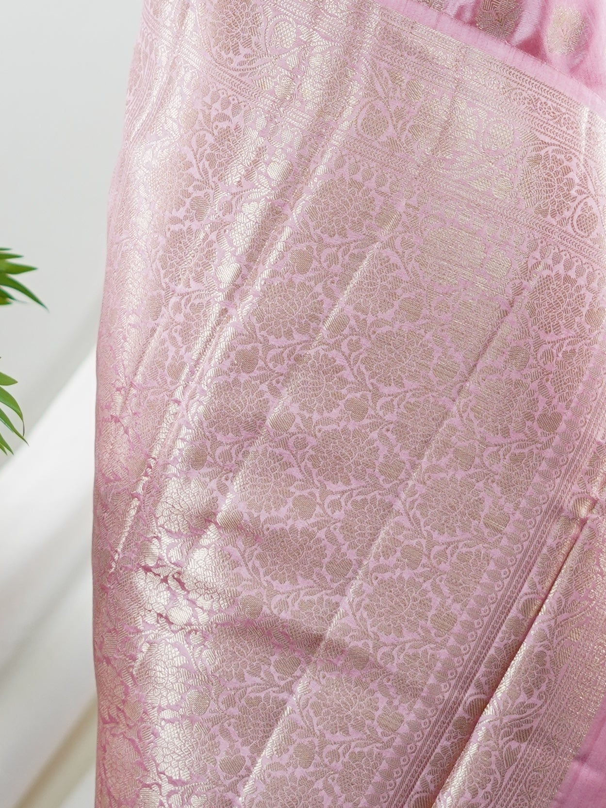 Chiniya Silk Pink 100% Pure Katan Soft Silk - Manoranjitham Weaves - Handloom Store