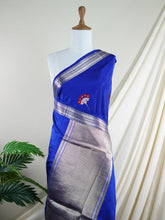 Katan Blue 100% Pure Silk - Manoranjitham Weaves - Handloom Store