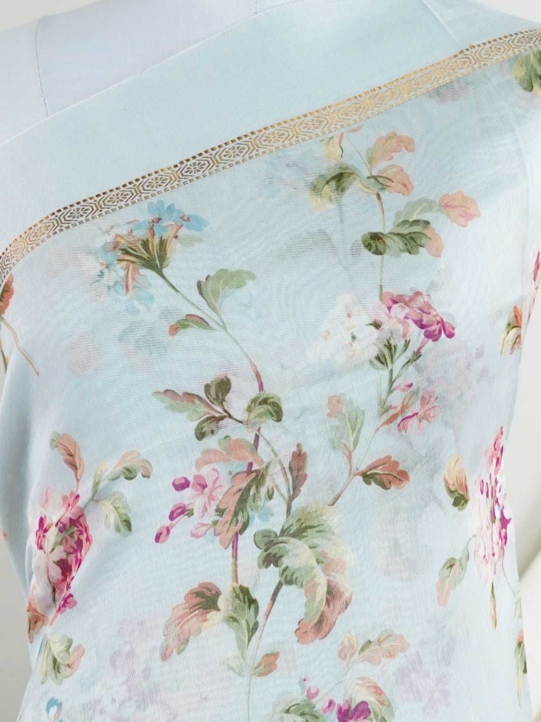 Cotton Powder Blue Silk Cotton - Manoranjitham Weaves - Handloom Store