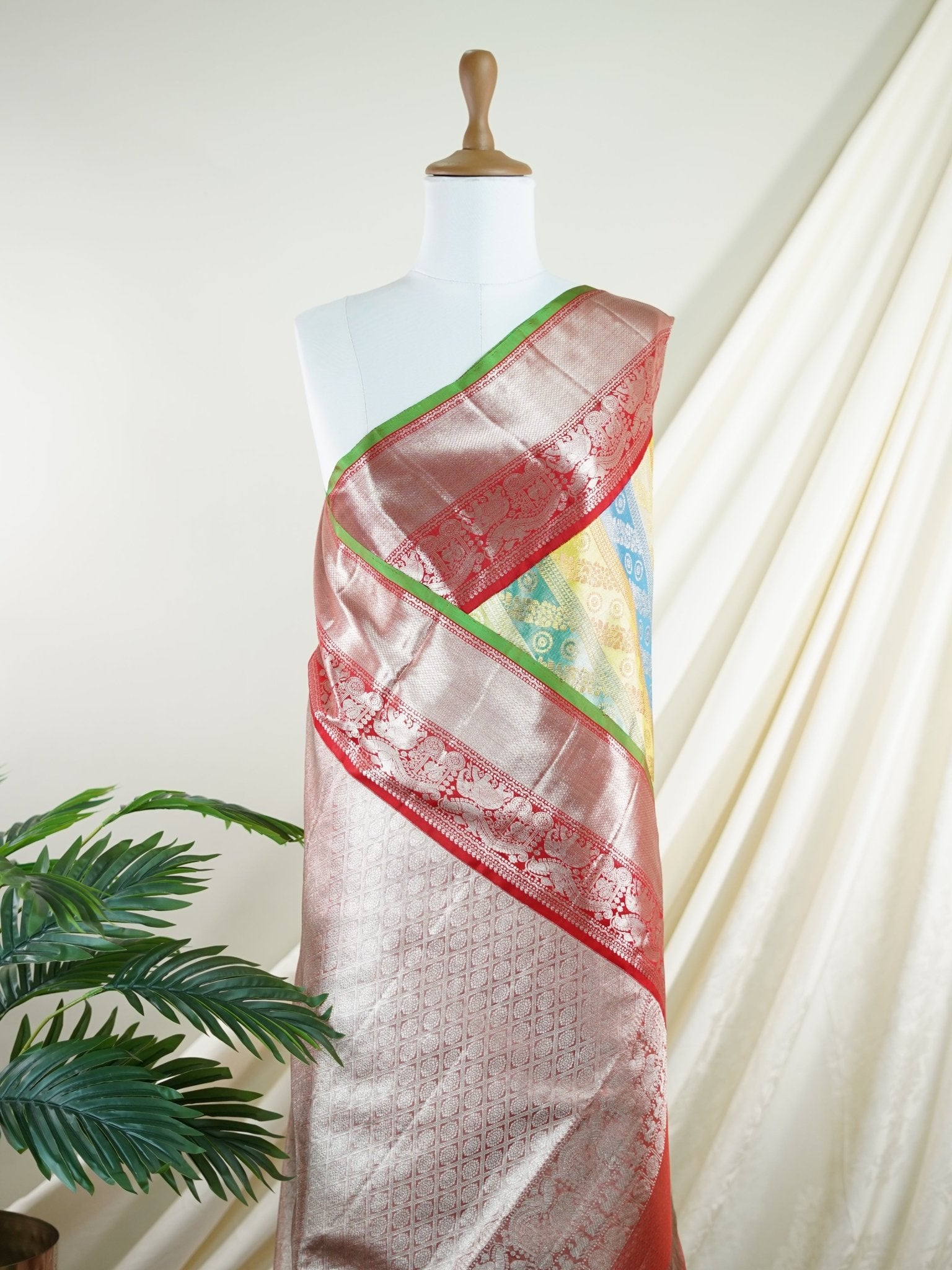 Kanchipuram Silk Multi Colour 100% Pure Silk - Manoranjitham Weaves - Handloom Store