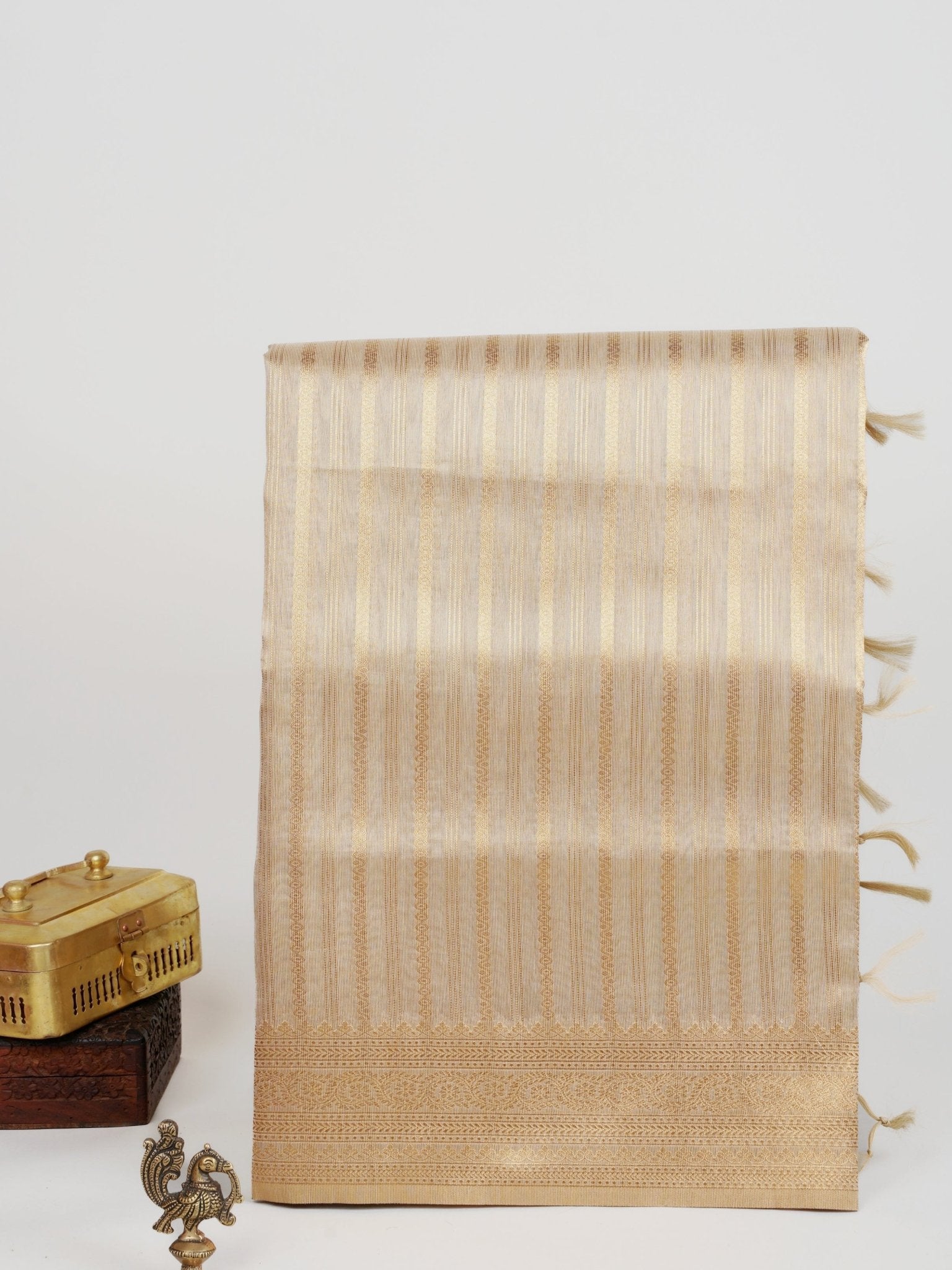 tissue Gold Kora Semi Tissue - Manoranjitham Weaves - Handloom Store
