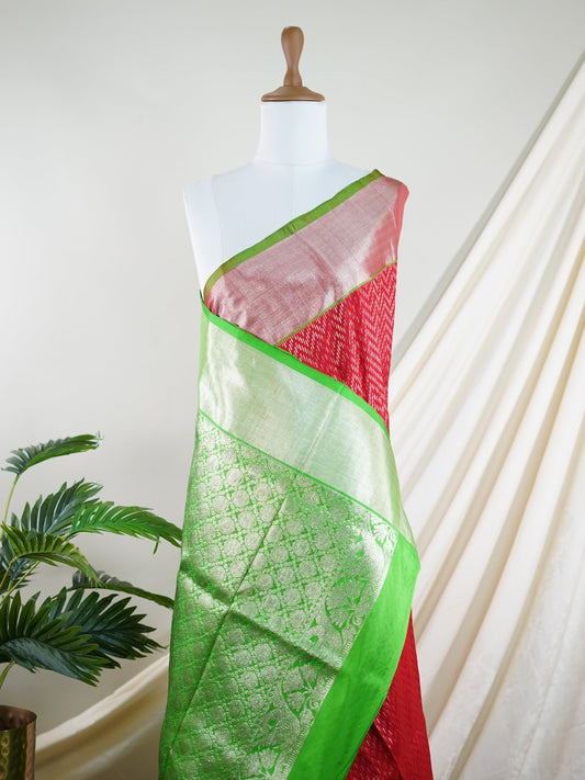 Venkatagiri Silk Red 100% Pure Silk - Manoranjitham Weaves - Handloom Store