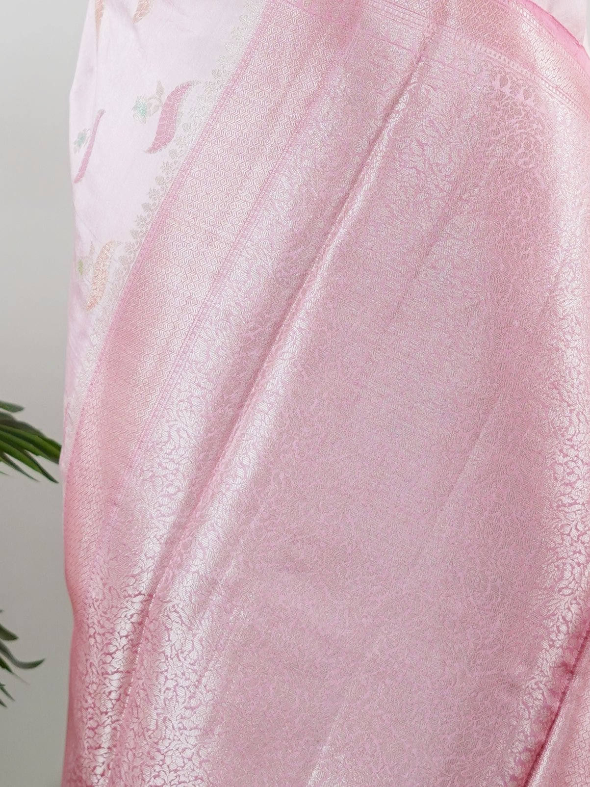 Chiniya Silk Baby Pink 100% Pure Katan Soft Silk - Manoranjitham Weaves - Handloom Store
