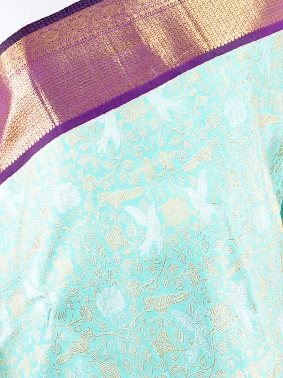 Kanchipuram Silk Pista Green 100% Pure Silk - Manoranjitham Weaves - Handloom Store