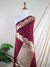 Katan Red 100% Pure Katan Silk - Manoranjitham Weaves - Handloom Store