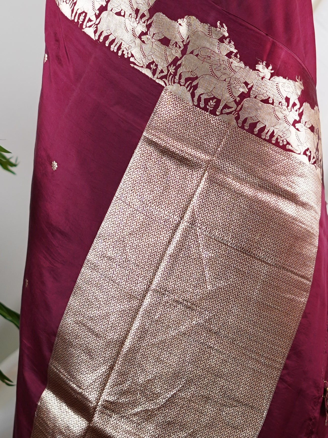 Katan Red 100% Pure Katan Silk - Manoranjitham Weaves - Handloom Store