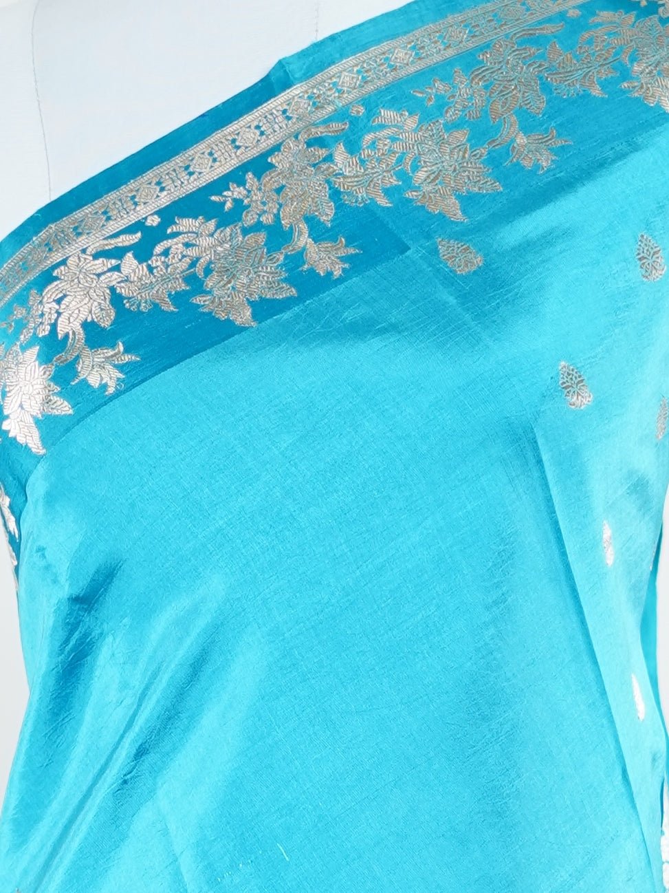 Katan Royal Blue 100% Pure Katan Silk - Manoranjitham Weaves - Handloom Store