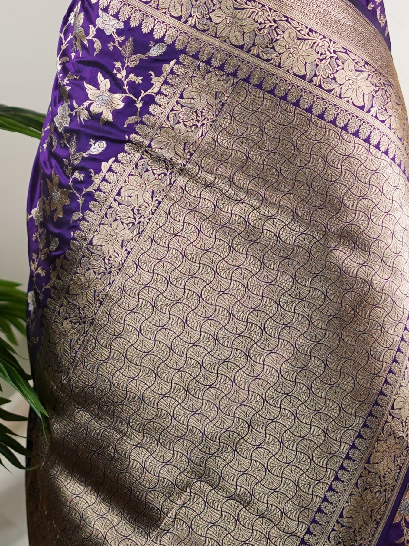 Katan Dark Purple 100% Pure Katan Silk - Manoranjitham Weaves - Handloom Store