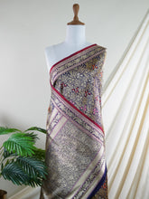 Katan Navy Blue 100% Pure Katan Silk - Manoranjitham Weaves - Handloom Store