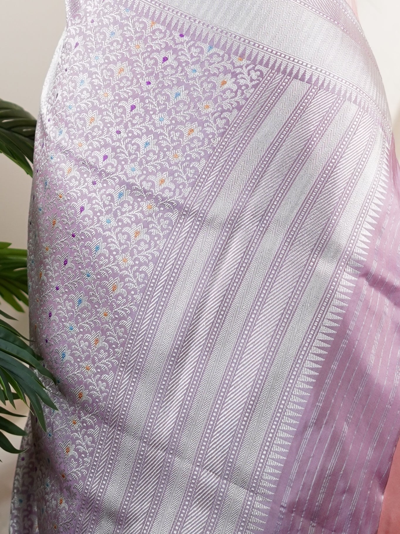 Katan Salmon rose 100% Pure Katan Silk - Manoranjitham Weaves - Handloom Store