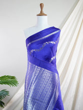 Katan Royal Blue 100% Pure Katan Soft Silk - Manoranjitham Weaves - Handloom Store