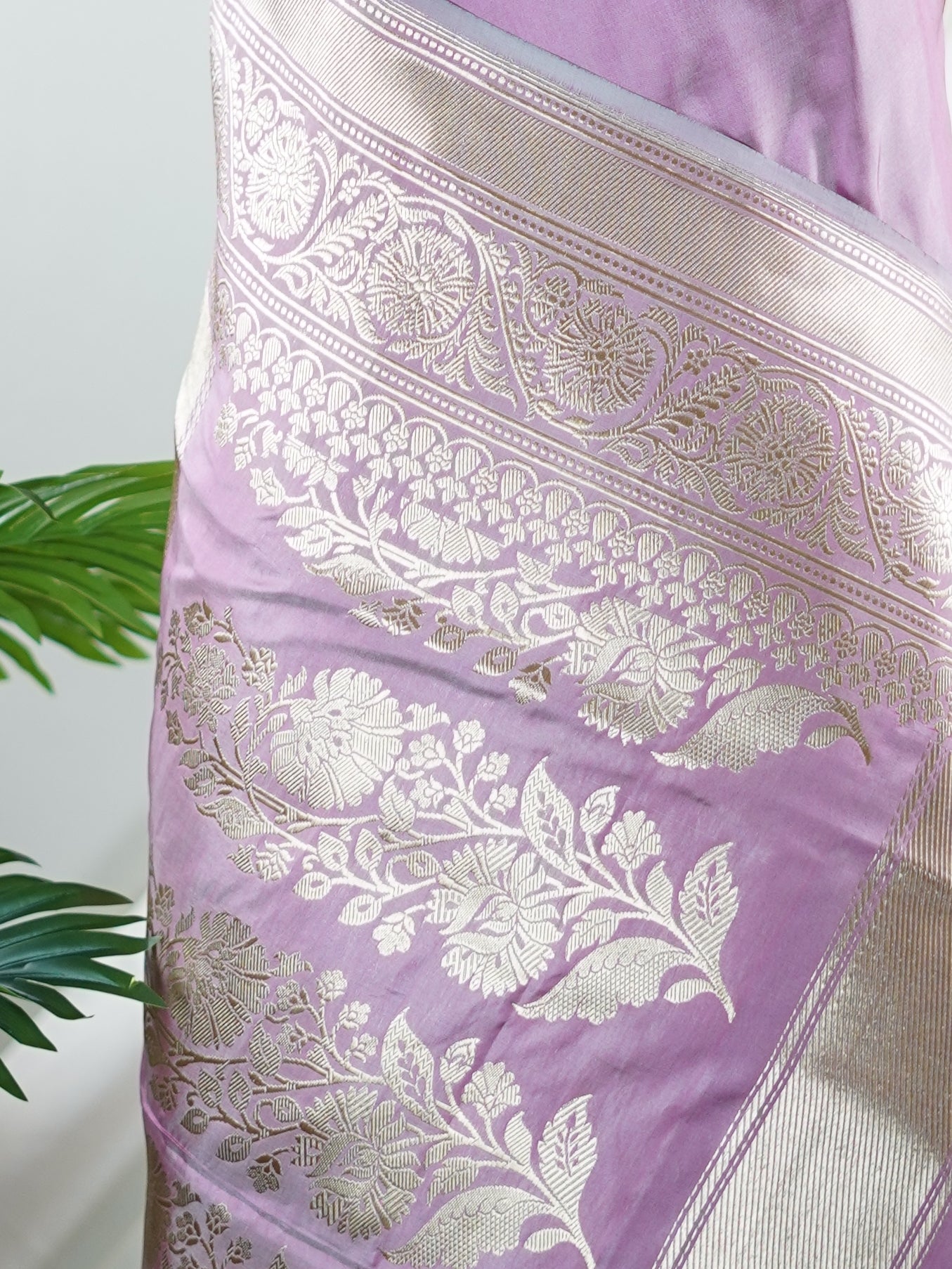 Katan Dusty Pink 100% Pure Katan Silk - Manoranjitham Weaves - Handloom Store