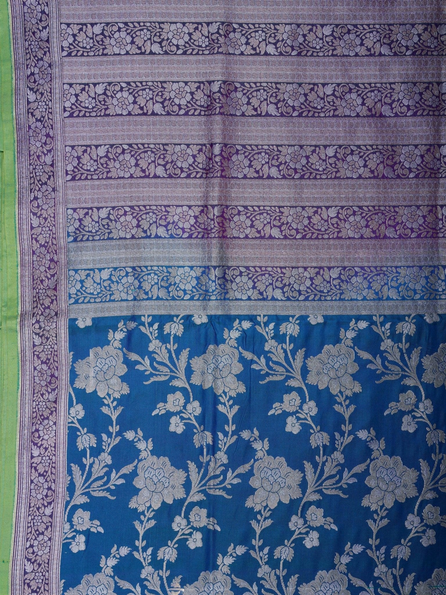 Katan Cobalt Blue 100% Pure Katan Silk - Manoranjitham Weaves - Handloom Store