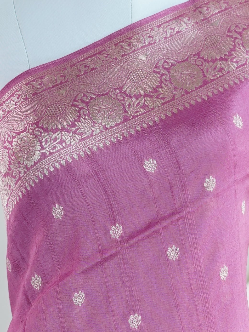 Georgette Pink Tussar Georgette - Manoranjitham Weaves - Handloom Store