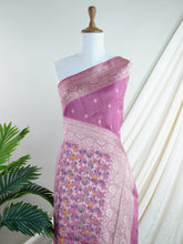 Georgette Pink Tussar Georgette - Manoranjitham Weaves - Handloom Store