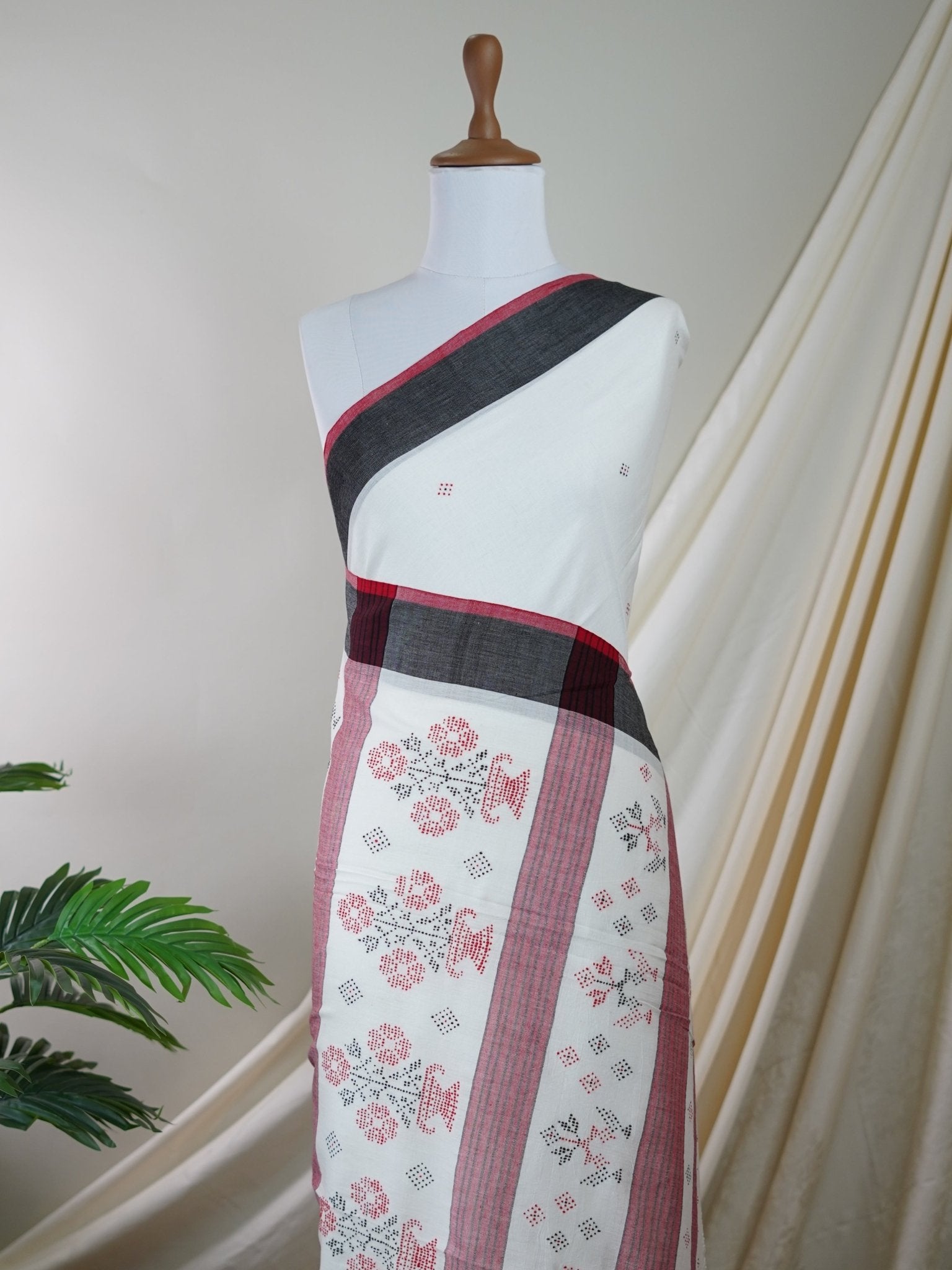 Handspun Cotton White 100% Pure Cotton - Manoranjitham Weaves - Handloom Store