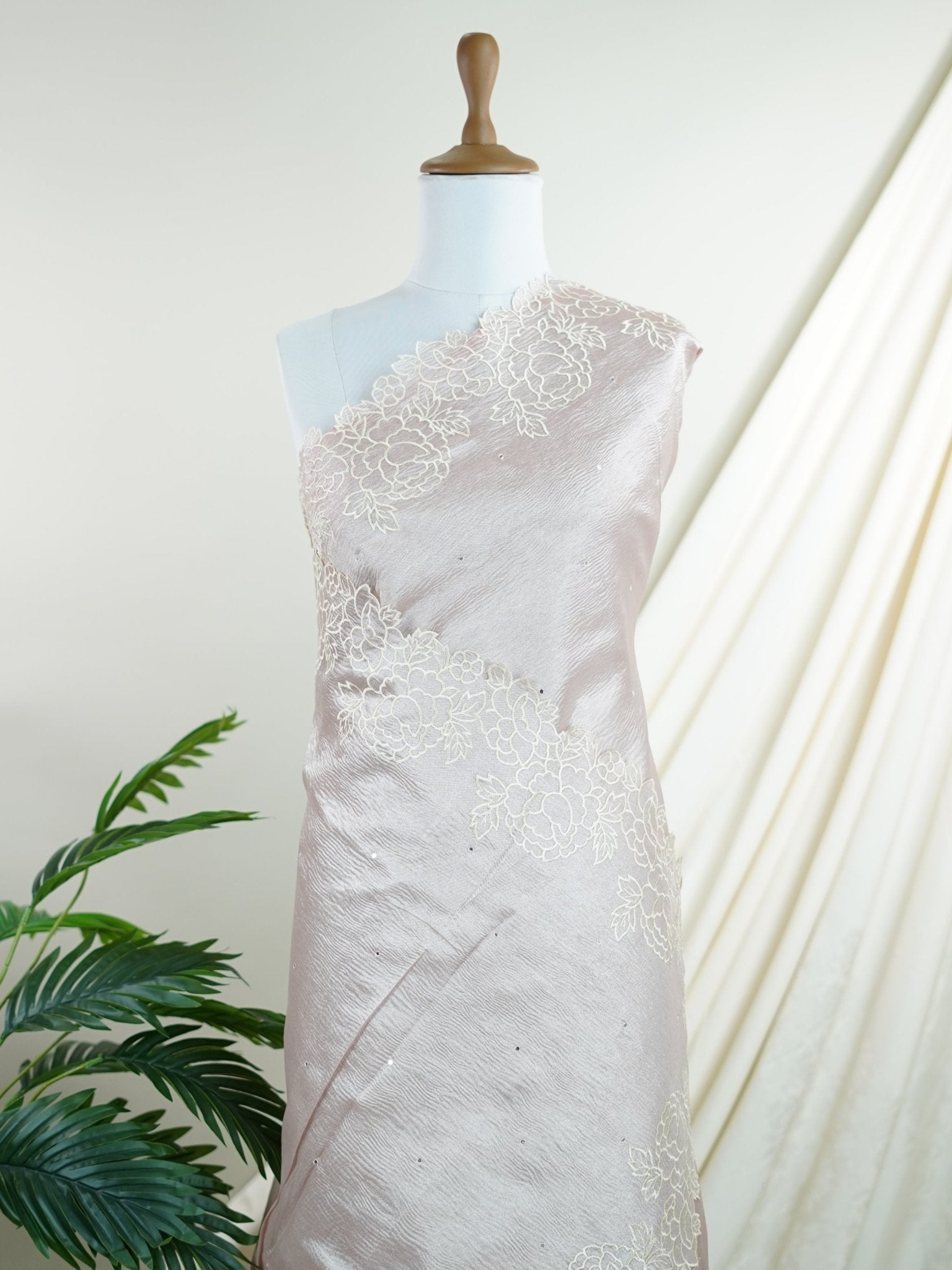 Net Peach Semi Crush Tissue - Manoranjitham Weaves - Handloom Store