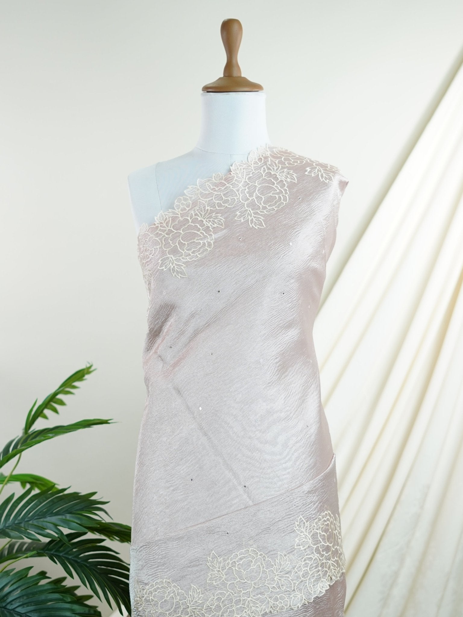 Net Peach Semi Crush Tissue - Manoranjitham Weaves - Handloom Store