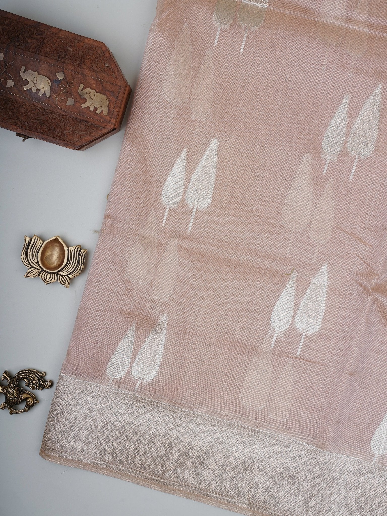 tissue Peach Semi Tissue - Manoranjitham Weaves - Handloom Store