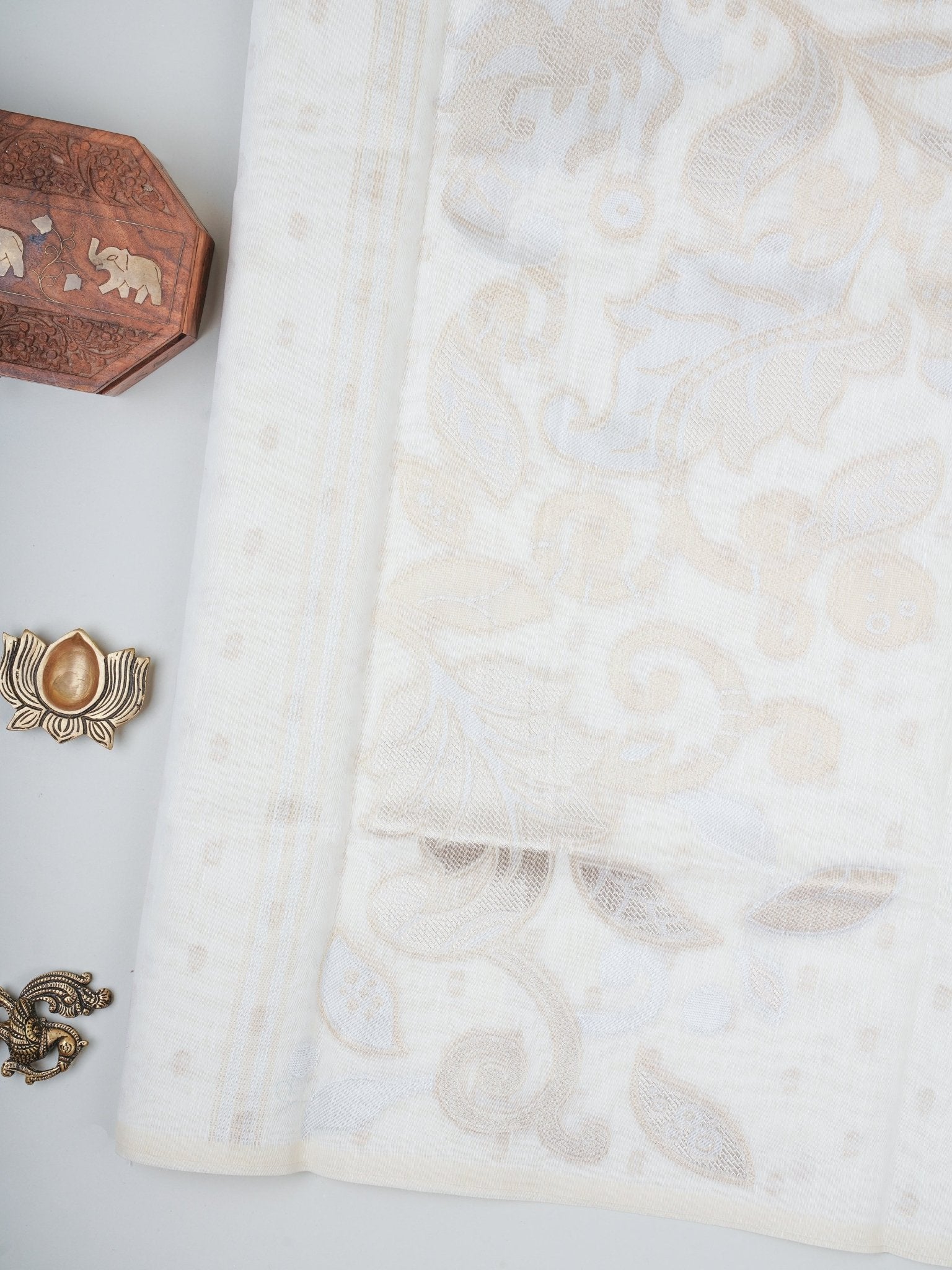 Cotton Cream Linen Cotton - Manoranjitham Weaves - Handloom Store