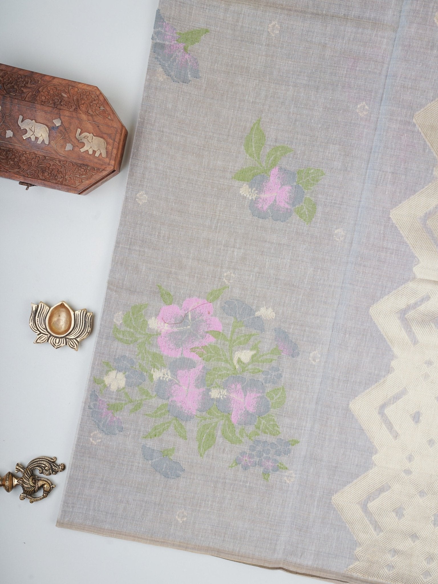 Cotton Grey 100% Pure Cotton - Manoranjitham Weaves - Handloom Store