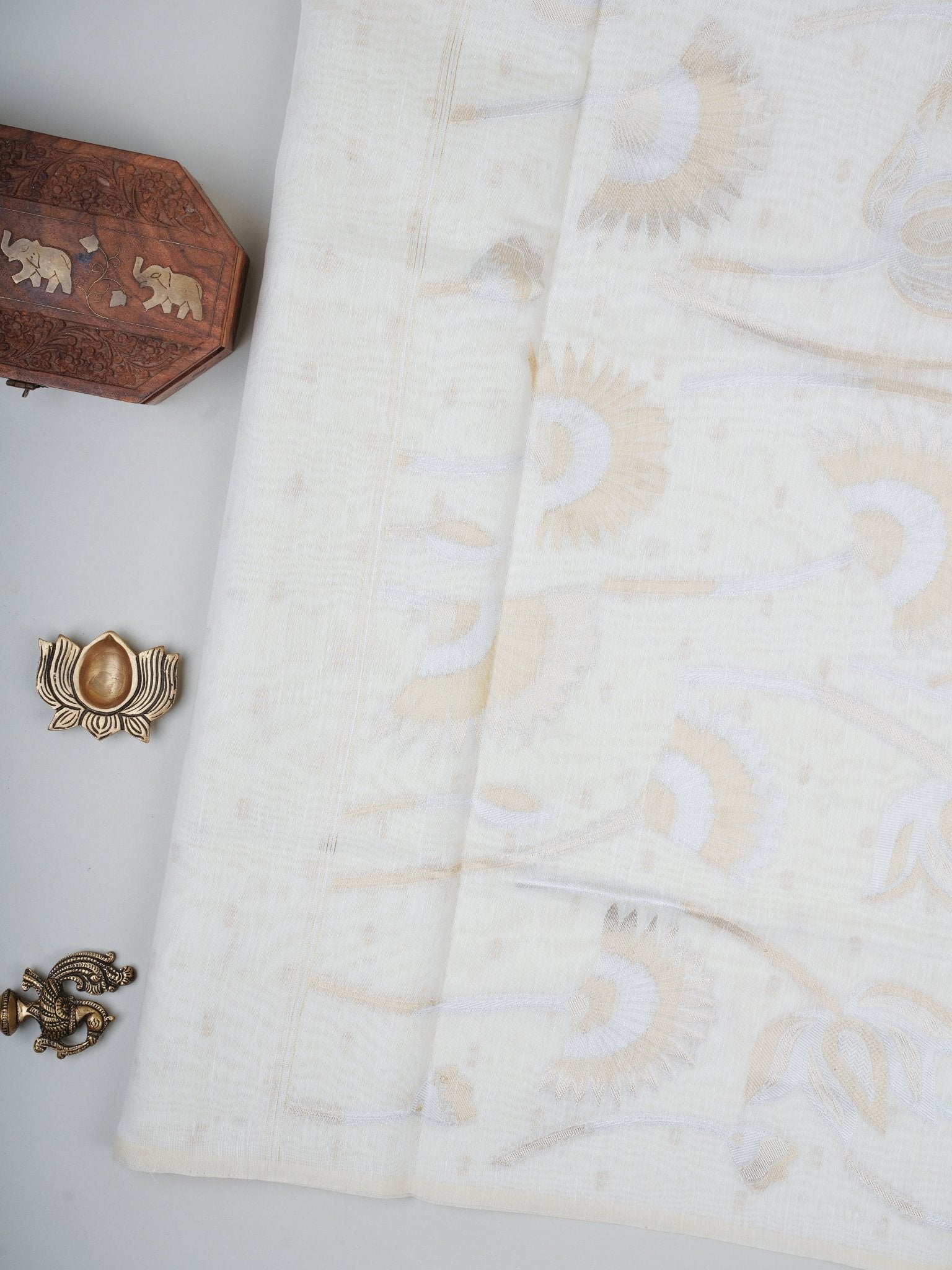 Cotton Cream Linen Cotton - Manoranjitham Weaves - Handloom Store