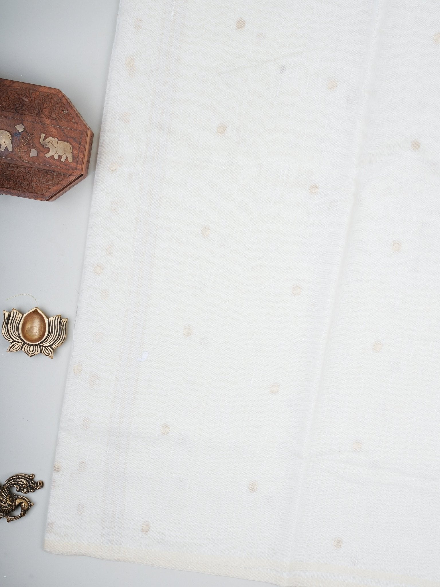 Cotton Cream Linen Cotton - Manoranjitham Weaves - Handloom Store