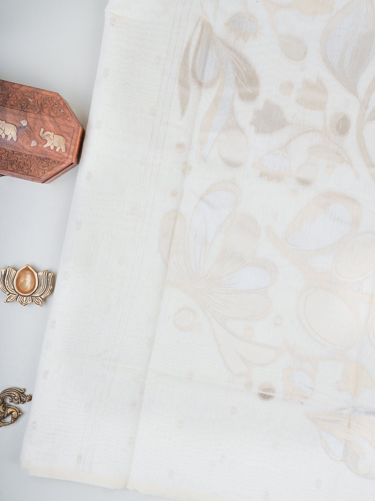 Cotton Cream Linen Cotton - Manoranjitham Weaves - Handloom Store