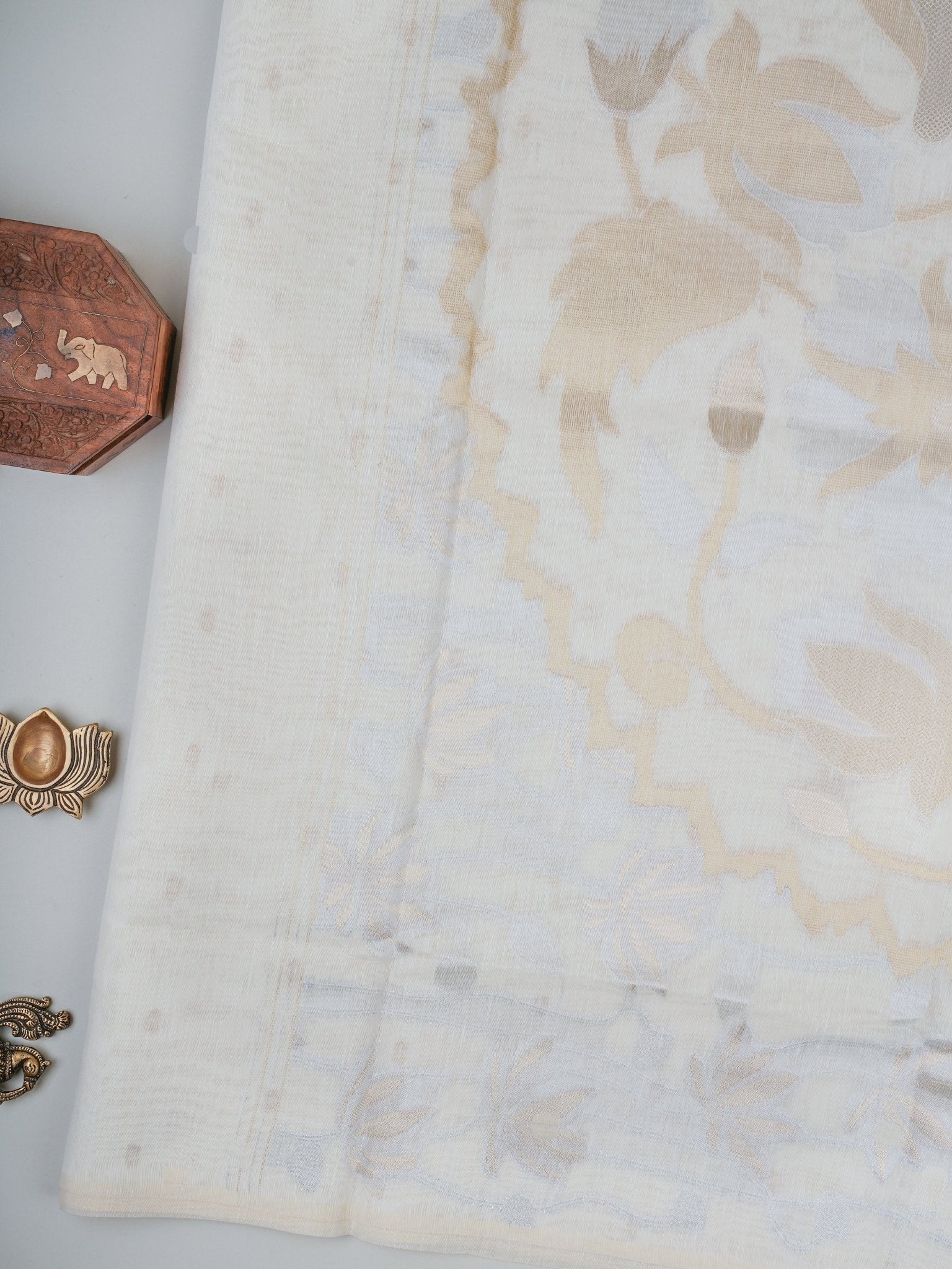 Cotton Cream Linen Cotton - Manoranjitham Weaves - Handloom Store