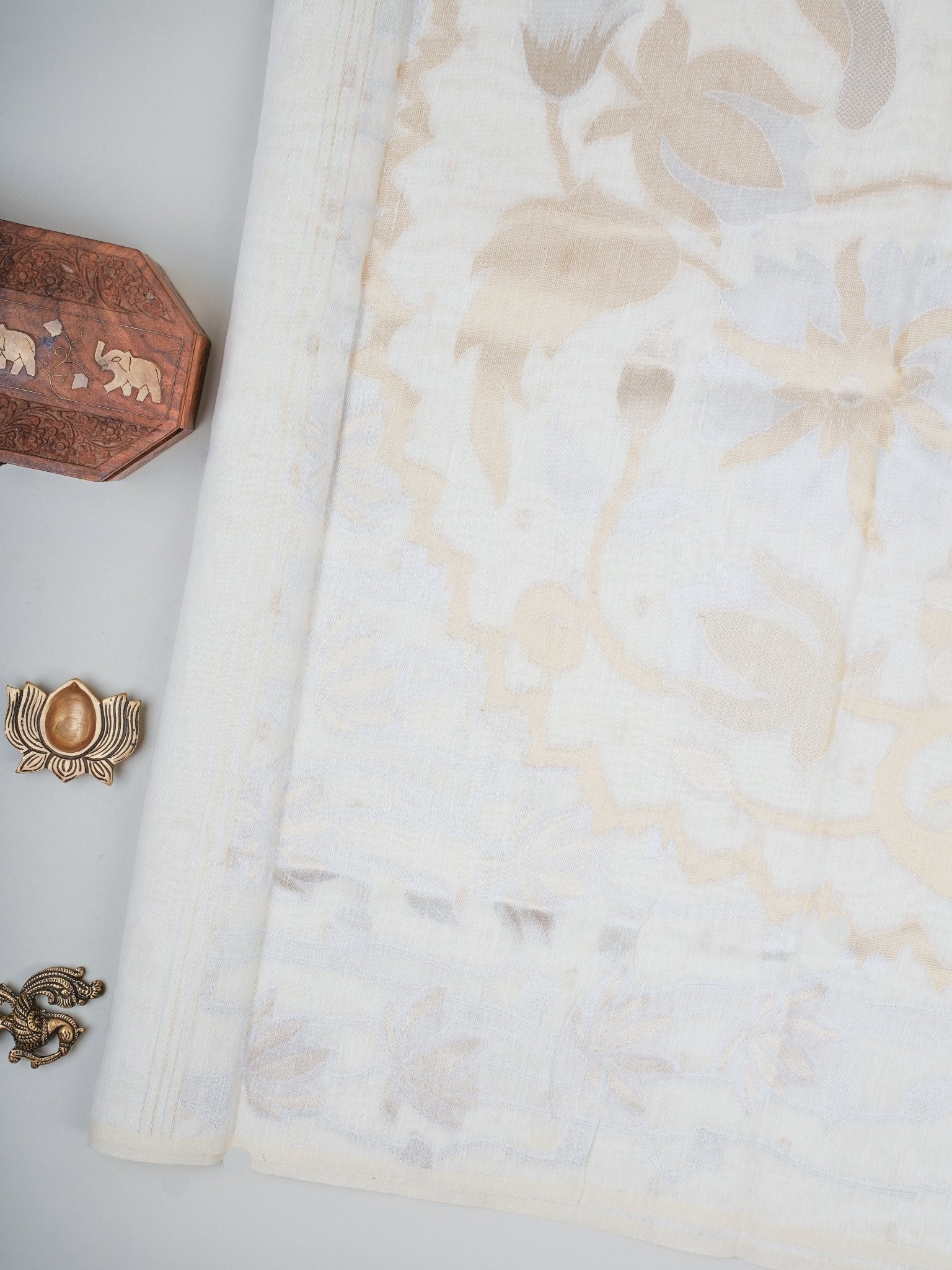 Cotton Cream Linen Cotton - Manoranjitham Weaves - Handloom Store