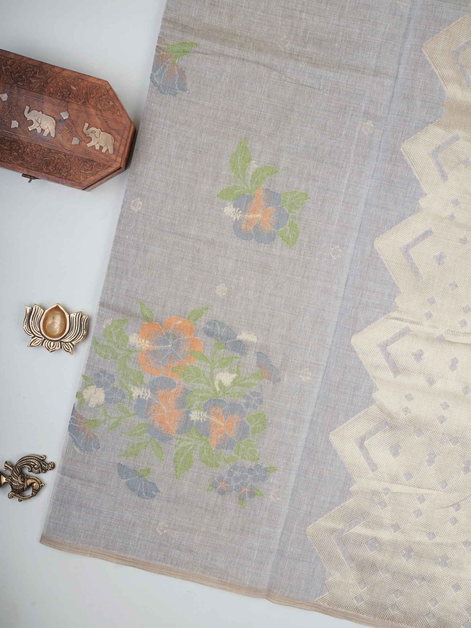 Cotton Grey 100% Pure Cotton - Manoranjitham Weaves - Handloom Store