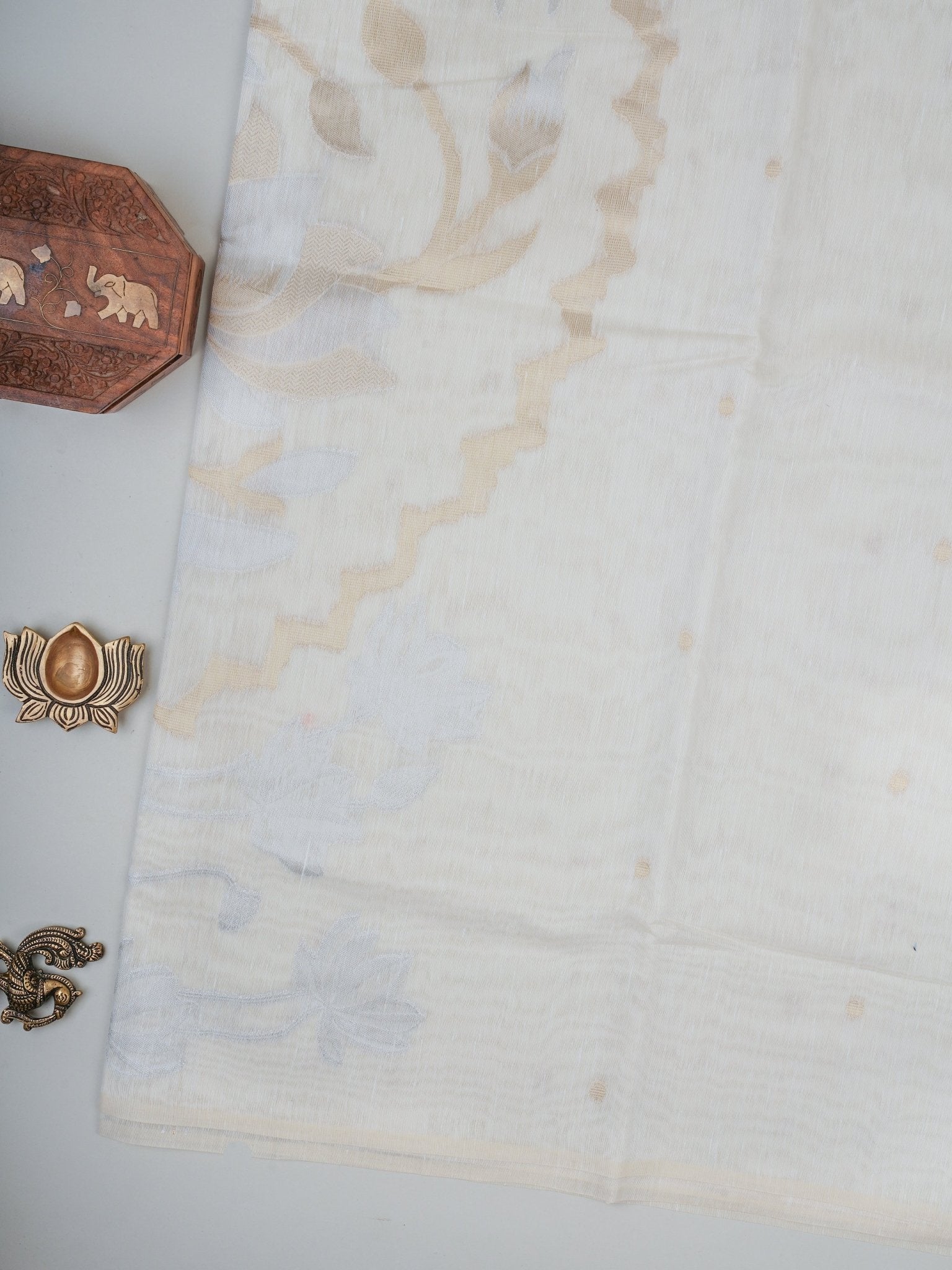 Cotton Cream Linen Cotton - Manoranjitham Weaves - Handloom Store