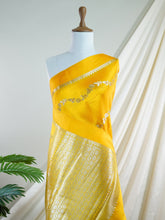 Katan Yellow 100% Pure Katan Soft Silk - Manoranjitham Weaves - Handloom Store