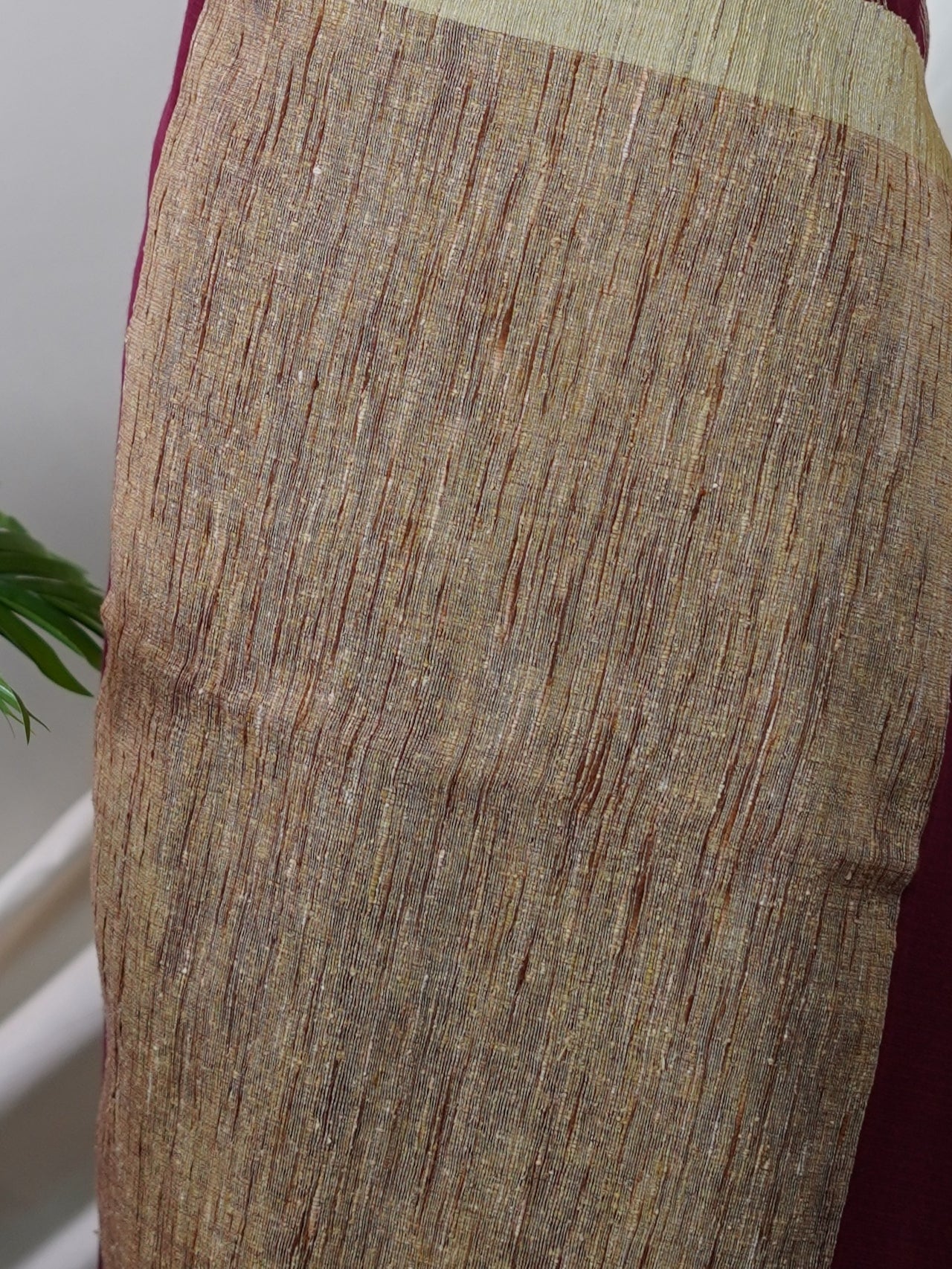 Handspun Cotton Maroon Handpsun Cotton - Manoranjitham Weaves - Handloom Store