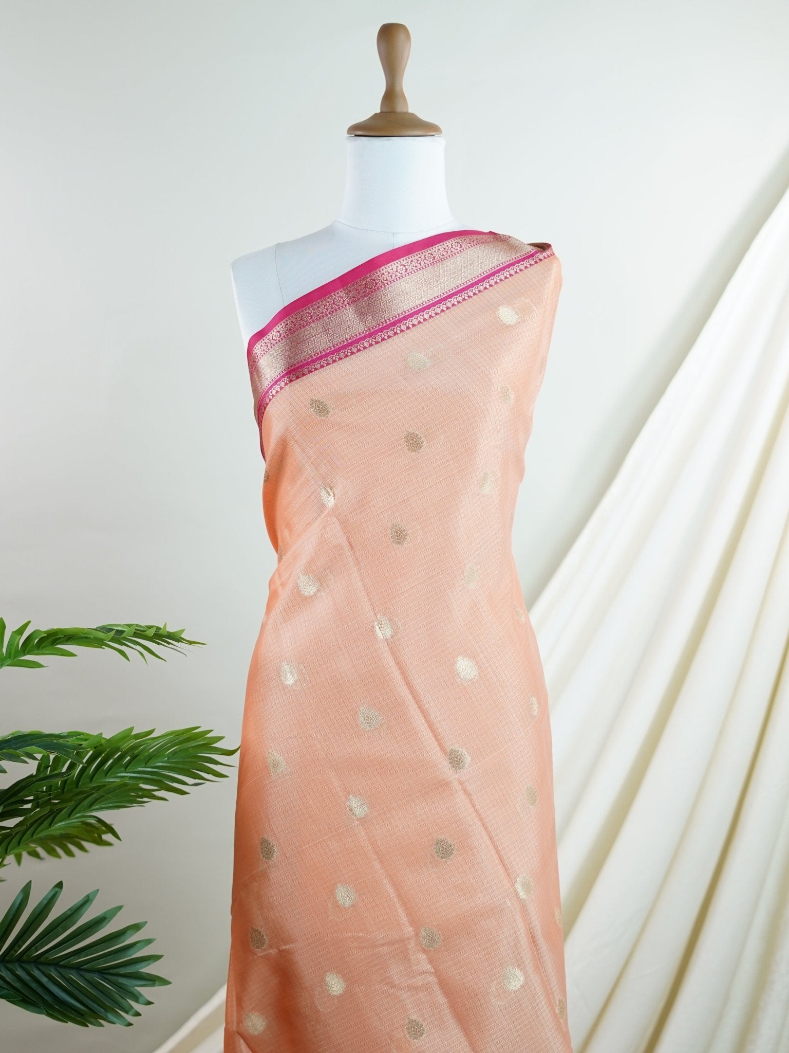 Fancy Orange Kota - Manoranjitham Weaves - Handloom Store