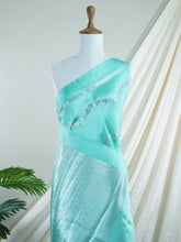 Katan Blue 100% Pure Katan Soft Silk - Manoranjitham Weaves - Handloom Store