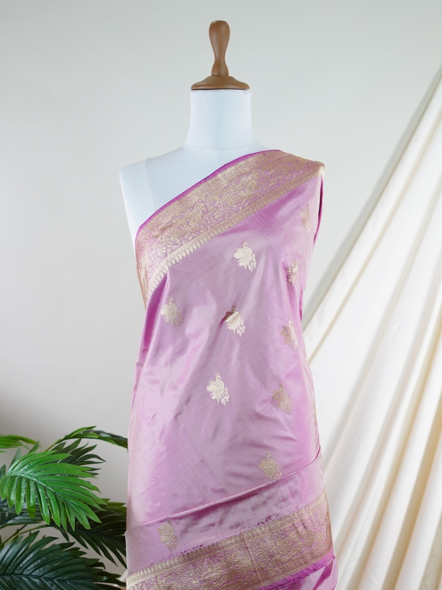 Katan Light Pink 100% Pure Katan Silk - Manoranjitham Weaves - Handloom Store