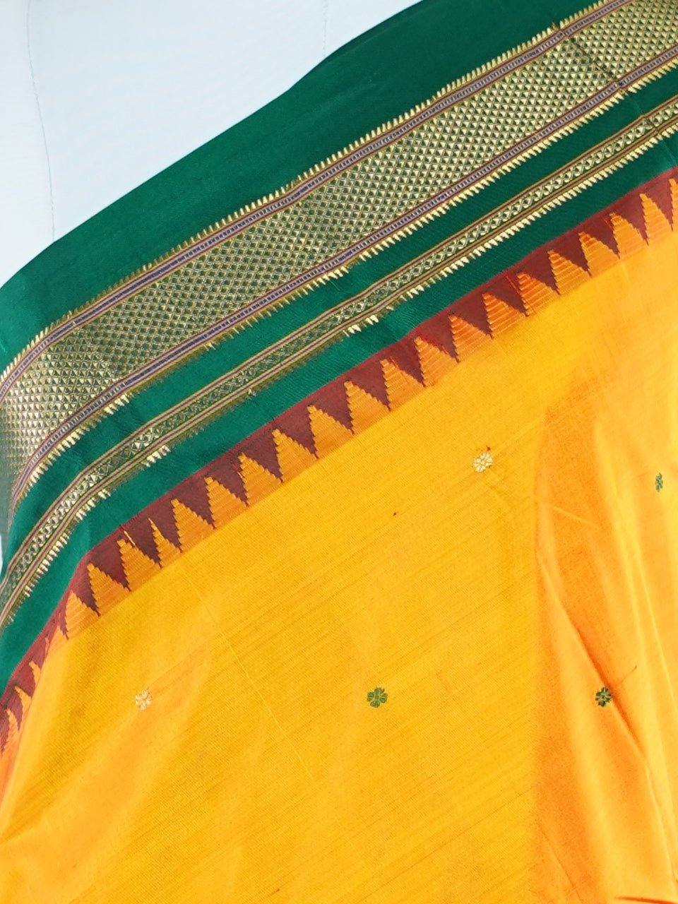 Narayanpet Orange 100% Pure Silk - Manoranjitham Weaves - Handloom Store