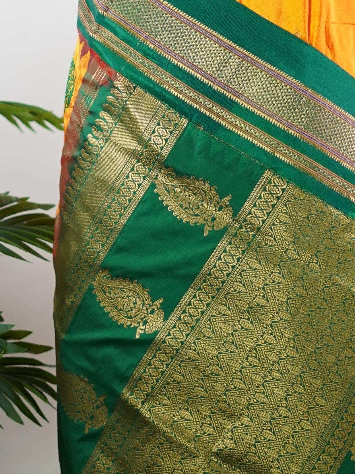 Narayanpet Orange 100% Pure Silk - Manoranjitham Weaves - Handloom Store