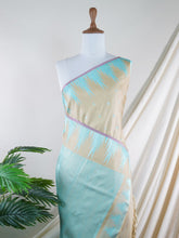 Gadwal Silk Beige 100% Pure Silk - Manoranjitham Weaves - Handloom Store