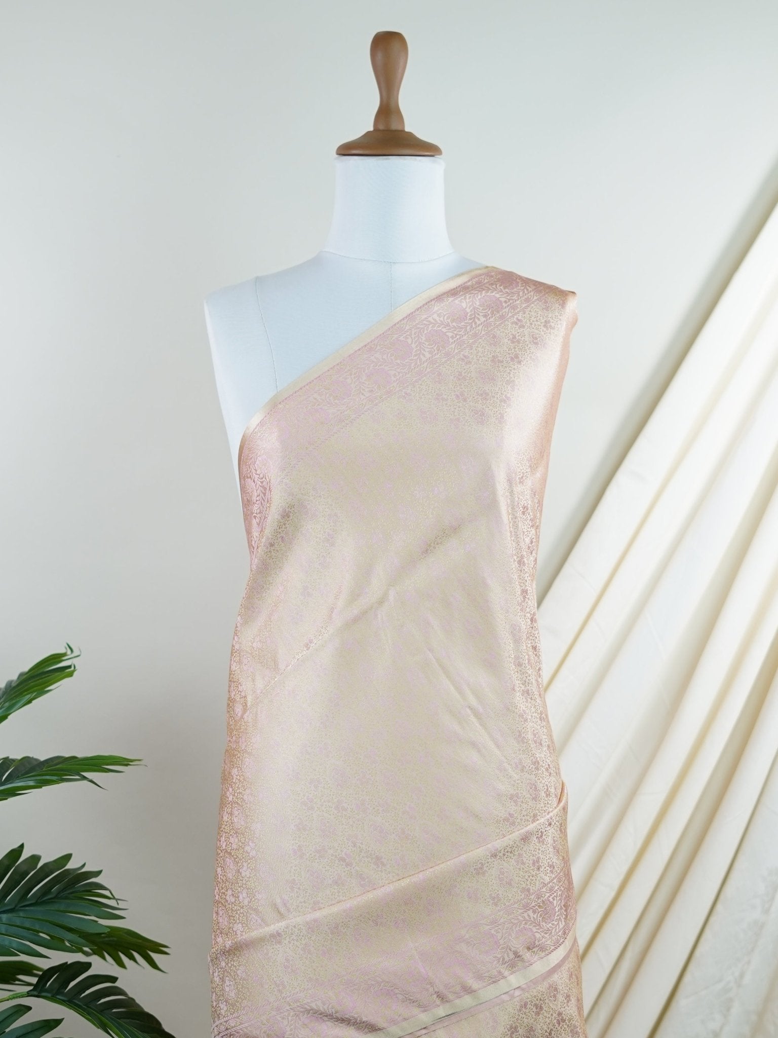 Katan Cream Semi Mushru - Manoranjitham Weaves - Handloom Store