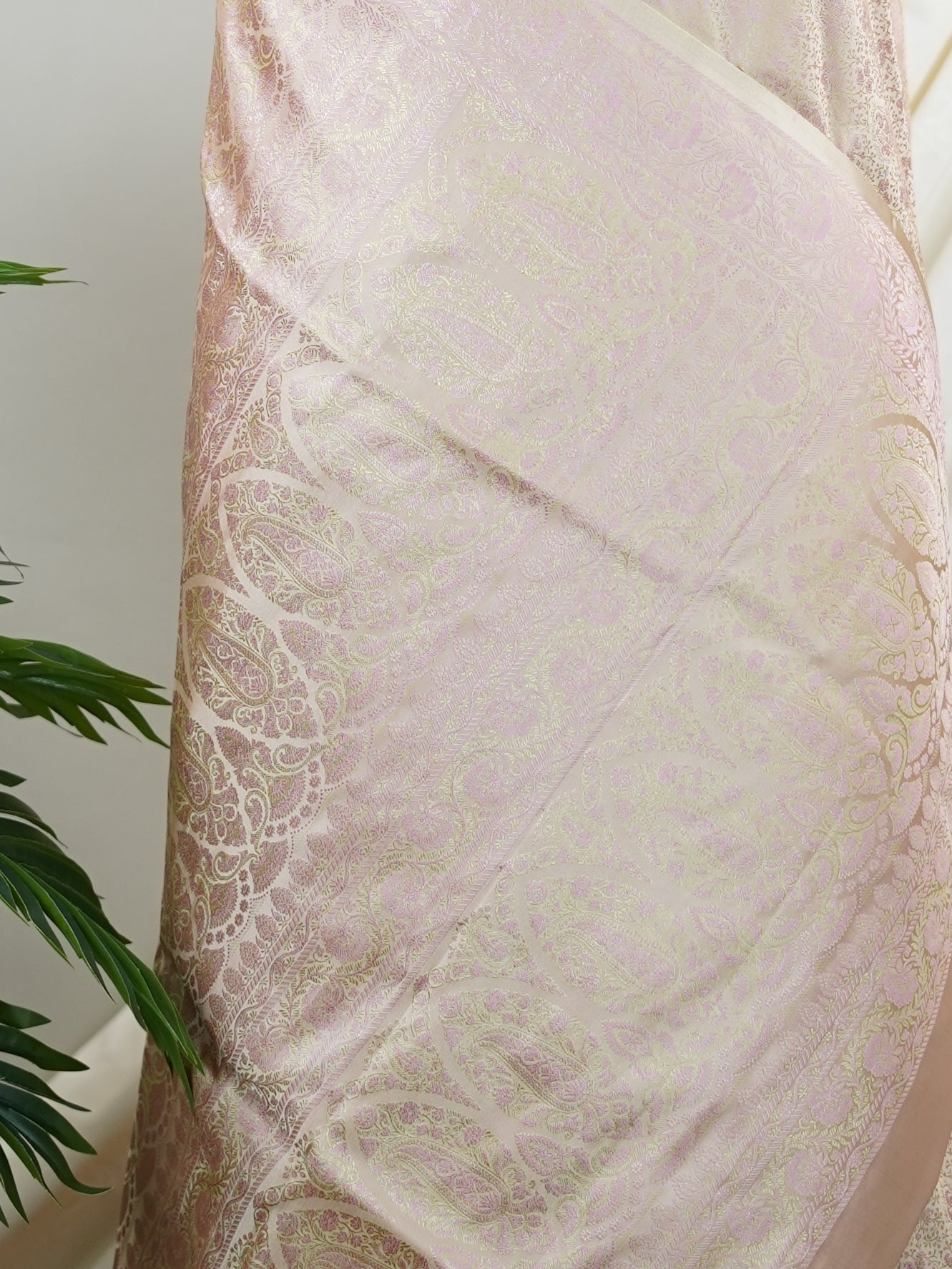 Katan Cream Semi Mushru - Manoranjitham Weaves - Handloom Store