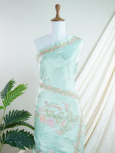 Katan Powder Blue 100% Pure Tissue - Manoranjitham Weaves - Handloom Store