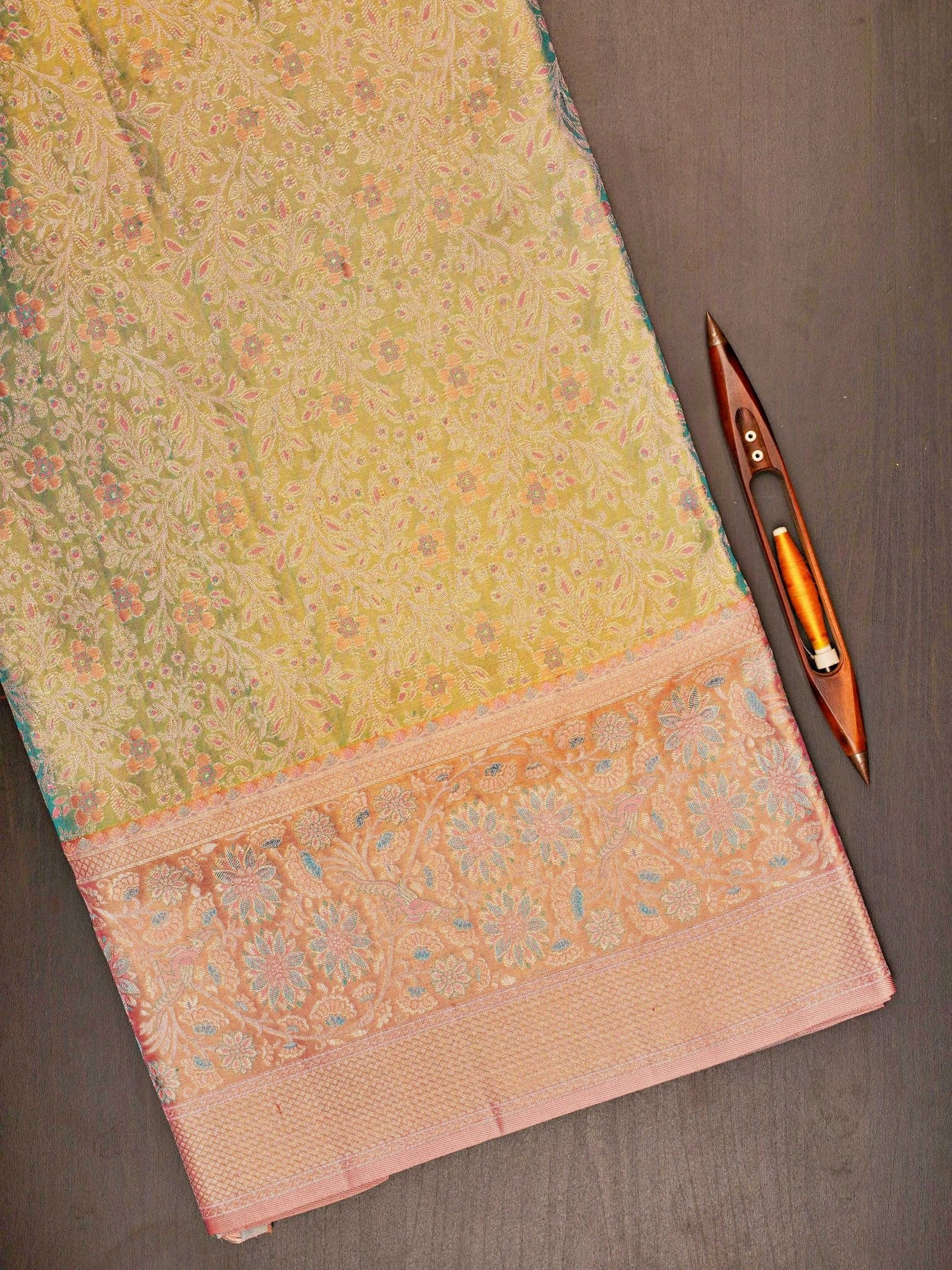 Kanchipuram Silk Handwoven to perfection, this 100% Pure Silk saree in Red with Red detailing is a tribute to India’s rich weaving traditions. Ideal for weddings and grand occasions. Paraj - Manoranjitham Weaves - Handloom Store