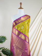 Kanchipuram Silk Olive Green 100% Pure Silk - Manoranjitham Weaves - Handloom Store