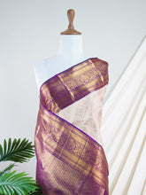 Kanchipuram Silk Pastal Peach 100% Pure Silk - Manoranjitham Weaves - Handloom Store